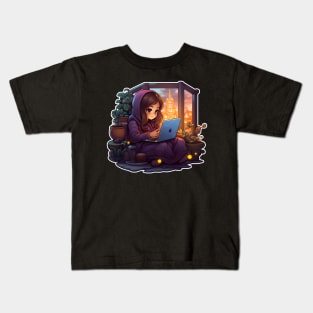 Cozy gamer girl Kids T-Shirt